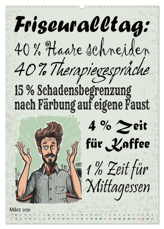 Produktbild: Haarige Friseurspr&uuml;che (Wandkalender 2026 DIN A2 hoch), CALVENDO Monatskalender