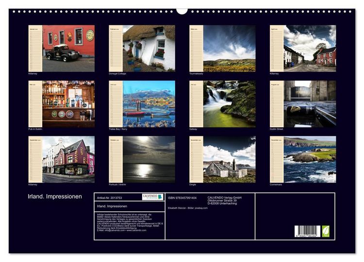 Produktbild: Irland. Impressionen (Wandkalender 2026 DIN A2 quer), CALVENDO Monatskalender