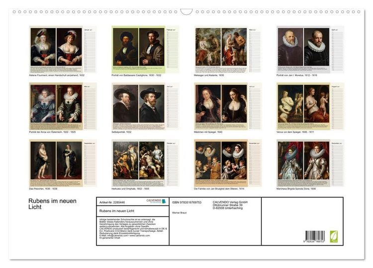 Produktbild: Rubens im neuen Licht (Wandkalender 2027 DIN A2 quer), CALVENDO Monatskalender