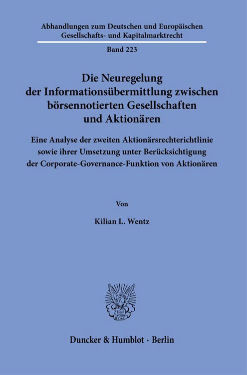 Produktbild: Die Neuregelung der Informations&uuml;bermittlung zwischen b&ouml;rsennotierten Gesellschaften und Aktion&auml;ren.