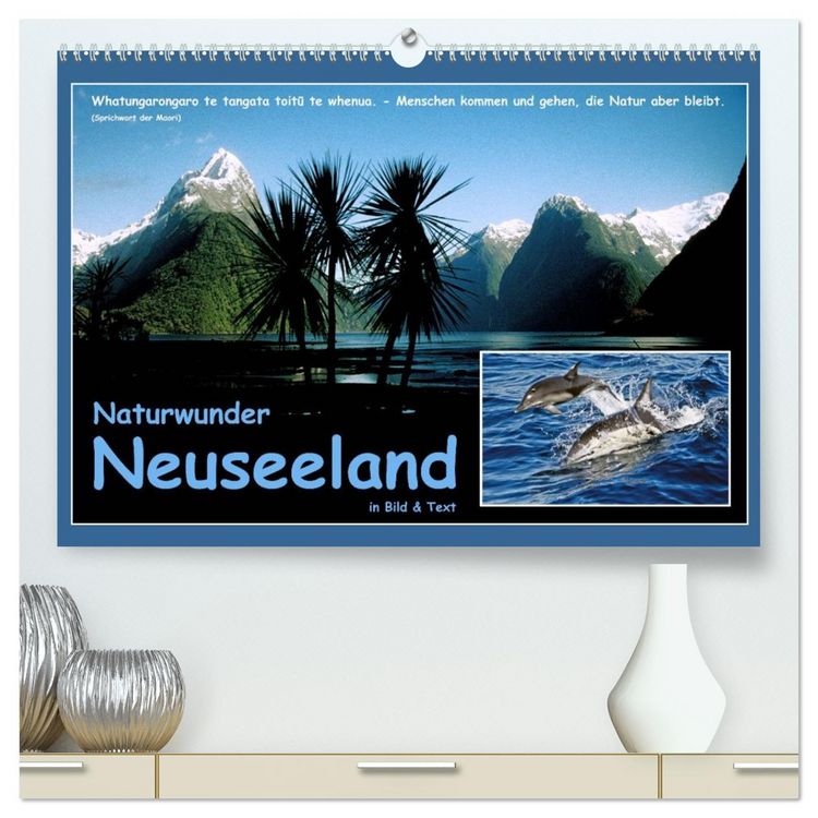 Produktbild: Naturwunder Neuseeland - in Bild und Text (hochwertiger Premium Wandkalender 2026 DIN A2 quer), Kunstdruck in Hochglanz