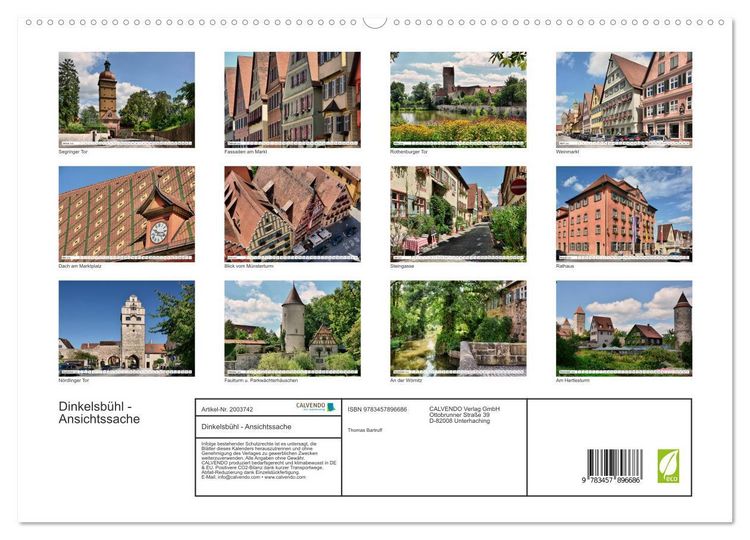 Produktbild: Dinkelsb&uuml;hl - Ansichtssache (hochwertiger Premium Wandkalender 2026 DIN A2 quer), Kunstdruck in Hochglanz