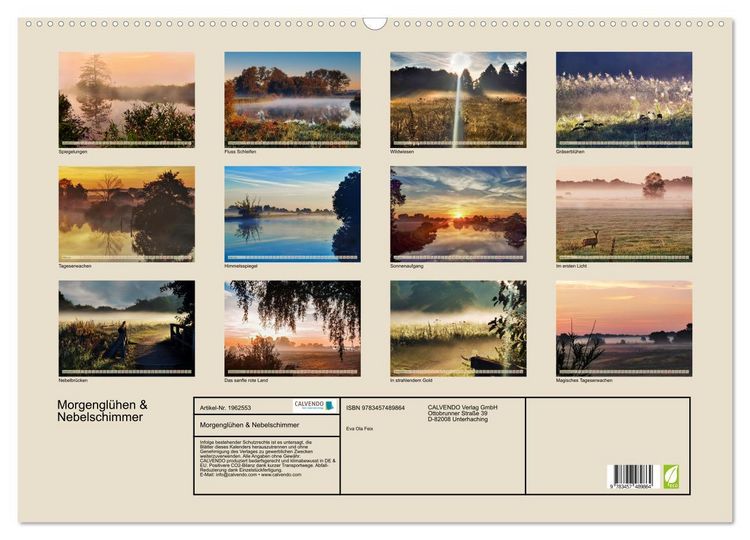 Produktbild: Morgengl&uuml;hen & Nebelschimmer (Wandkalender 2026 DIN A2 quer), CALVENDO Monatskalender