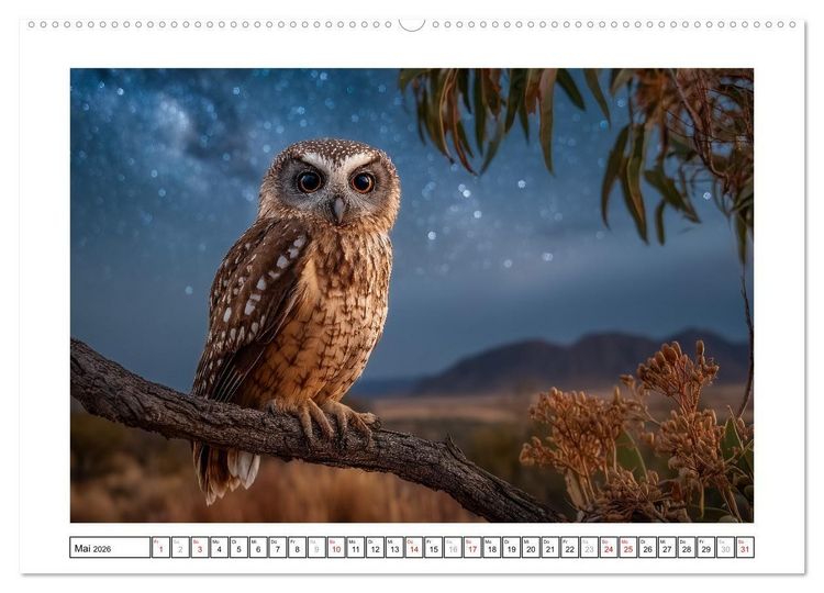 Produktbild: Eulen aus aller Welt - Faszinierende J&auml;ger der Nacht (Wandkalender 2026 DIN A2 quer), CALVENDO Monatskalender