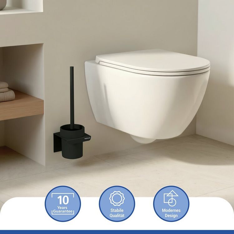 Produktbild: Turbo-Loc&reg; WC-Garnitur Mod. Lizan Schwarz, mit Silikon-B&uuml;rstenkopf, Befestigen ohne Bohren