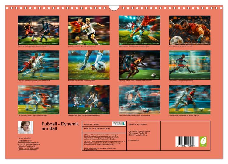 Produktbild: Fu&szlig;ball - Dynamik am Ball (Wandkalender 2026 DIN A3 quer), CALVENDO Monatskalender