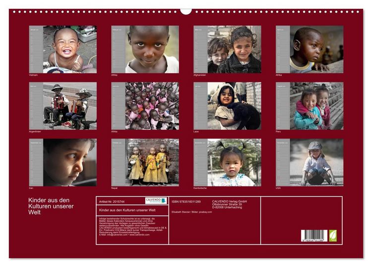 Produktbild: Kinder aus den Kulturen unserer Welt (Wandkalender 2026 DIN A2 quer), CALVENDO Monatskalender