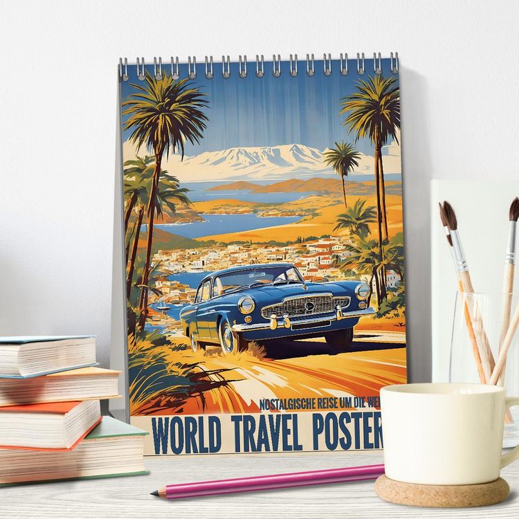 Produktbild: World Travel Poster - nostalgische Reise um die Welt (Tischkalender 2026 DIN A5 hoch), CALVENDO Monatskalender