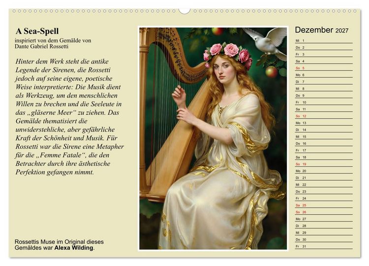 Produktbild: Rossettis Musen, neue Bilder zu symbolistischen Traumwelten (hochwertiger Premium Wandkalender 2027 DIN A2 quer), Kunstdruck in Hochglanz