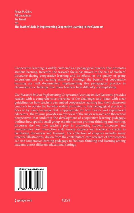 Produktbild: The Teacher's Role in Implementing Cooperative Learning in the Classroom