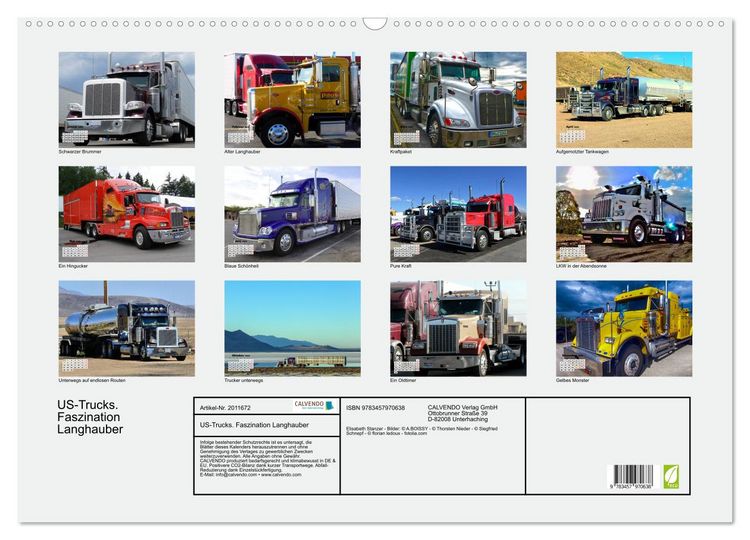 Produktbild: US-Trucks. Faszination Langhauber (Wandkalender 2026 DIN A2 quer), CALVENDO Monatskalender