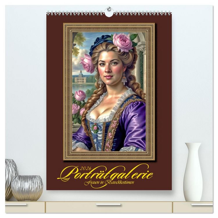 Produktbild: Portr&auml;tgalerie, Frauen in Barockkost&uuml;men (hochwertiger Premium Wandkalender 2026 DIN A2 hoch), Kunstdruck in Hochglanz