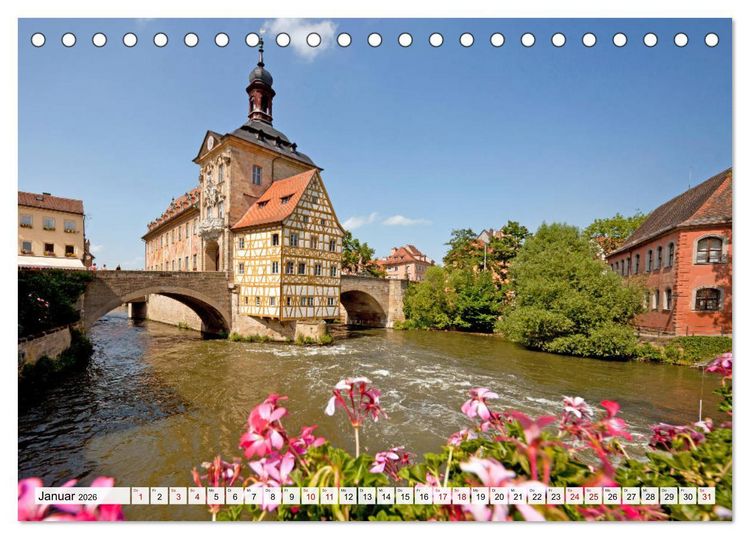 Produktbild: Franken - Bamberg, Bayreuth, Coburg, N&uuml;rnberg, Rothenburg, W&uuml;rzburg (Tischkalender 2026 DIN A5 quer), CALVENDO Monatskalender