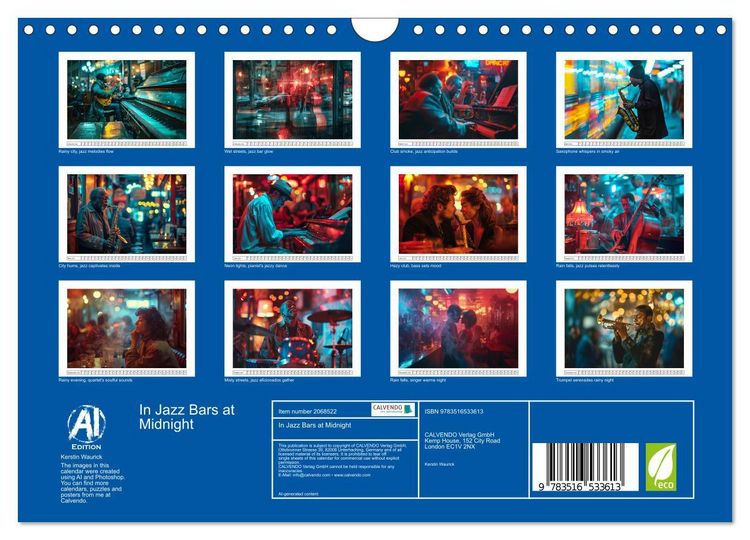 Produktbild: In Jazz Bars at Midnight (Wall Calendar 2026 DIN A4 landscape), CALVENDO 12 Month Wall Calendar