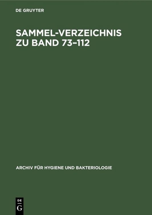 Produktbild: Sammel-Verzeichnis zu Band 73&ndash;112