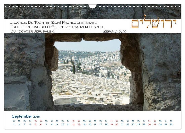 Produktbild: Jerusalem. Kalender mit Bibelworten (Wandkalender 2026 DIN A3 quer), CALVENDO Monatskalender