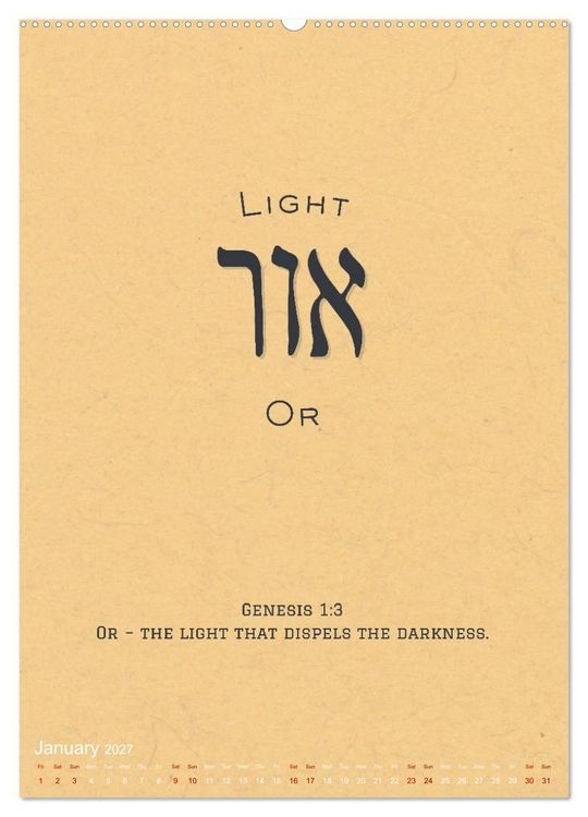 Produktbild: The Radiant Path Hebrew Letters Inspiring the Soul (High Quality Premium Wall Calendar 2027 DIN A2 portrait),CALVENDO 12 Month Wall Calendar