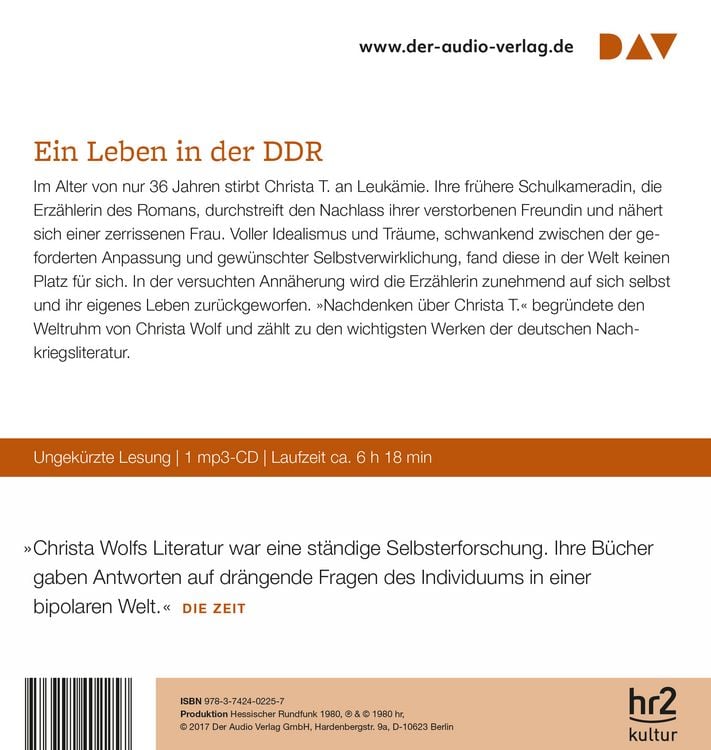 Produktbild: Nachdenken &uuml;ber Christa T.