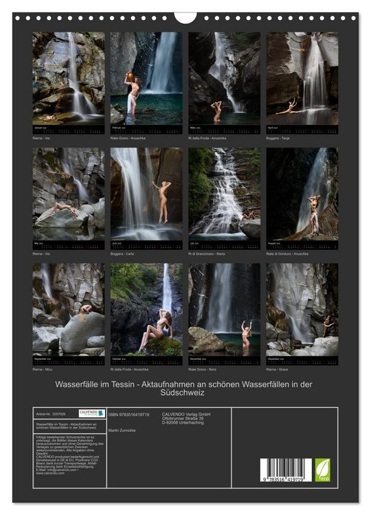 Produktbild: Wasserf&auml;lle im Tessin - Aktaufnahmen an sch&ouml;nen Wasserf&auml;llen in der S&uuml;dschweiz (Wandkalender 2026 DIN A3 hoch), CALVENDO Monatskalender