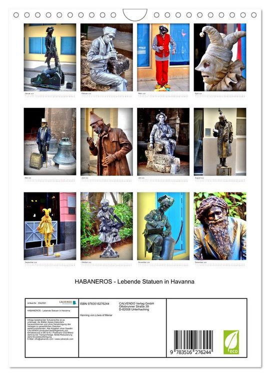 Produktbild: HABANEROS - Lebende Statuen in Havanna (Wandkalender 2026 DIN A4 hoch), CALVENDO Monatskalender