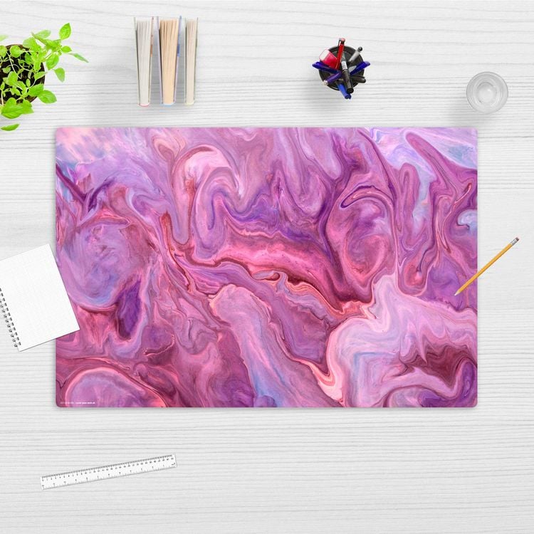 Produktbild: Cover-your-desk Schreibtischunterlage f&uuml;r Kinder lilanes Farbspiel mit rot und pink, aus hochwertigem Vinyl , 60 x 40 cm
