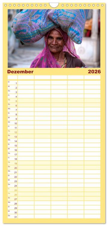 Produktbild: Familienplaner 2026 - Indiens Gesichter mit 5 Spalten (Wandkalender, 21 x 45 cm) CALVENDO