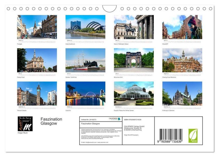 Produktbild: Faszination Glasgow (Wandkalender 2027 DIN A4 quer), CALVENDO Monatskalender