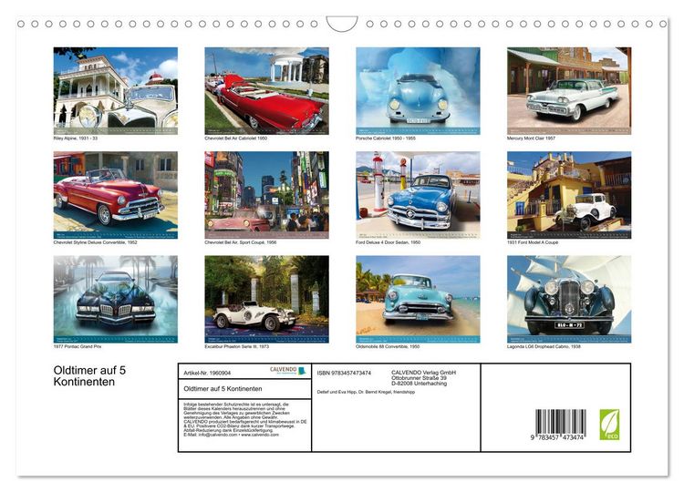 Produktbild: Oldtimer auf 5 Kontinenten (Wandkalender 2026 DIN A3 quer), CALVENDO Monatskalender