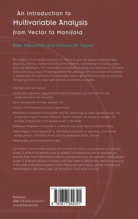 Produktbild: An Introduction to Multivariable Analysis from Vector to Manifold