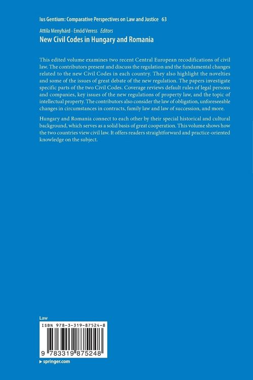 Produktbild: New Civil Codes in Hungary and Romania