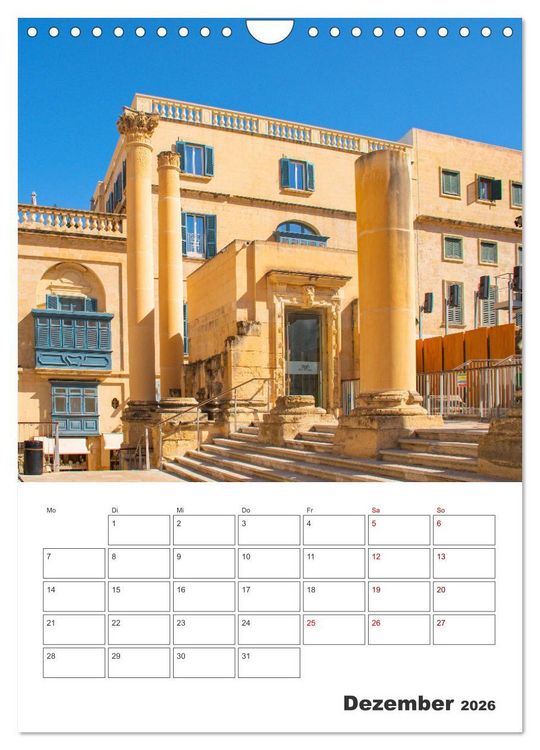 Produktbild: Valletta - K&uuml;stenstadt mit Charme (Wandkalender 2026 DIN A4 hoch), CALVENDO Monatskalender