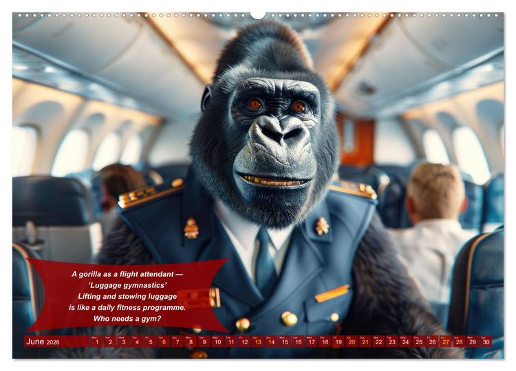 Produktbild: Funny animals as flight attendants (High Quality Premium Wall Calendar 2026 DIN A2 landscape),CALVENDO 12 Month Wall Calendar