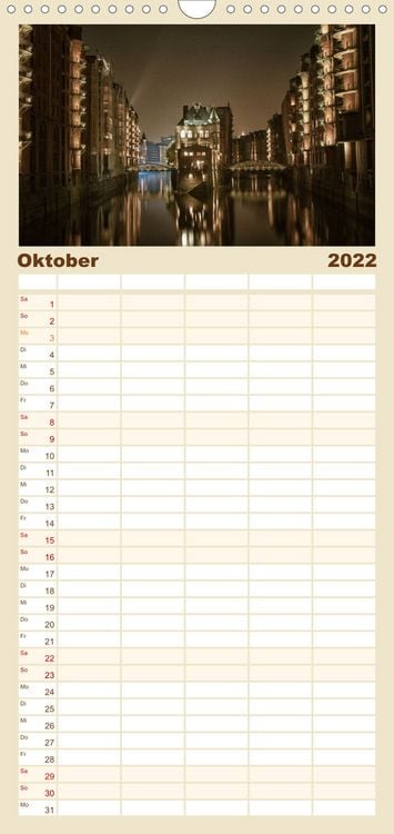 Produktbild: Hamburg - Familienplaner hoch (Wandkalender 2022 , 21 cm x 45 cm, hoch)