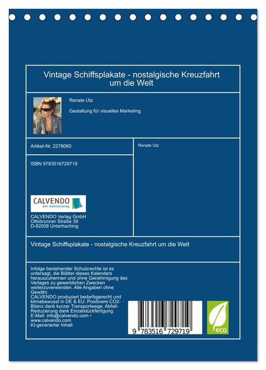 Produktbild: Vintage Schiffsplakate - nostalgische Kreuzfahrt um die Welt (Tischkalender 2026 DIN A5 hoch), CALVENDO Monatskalender