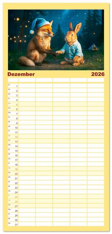 Produktbild: Familienplaner 2026 - Tierische Redewendungen - Ein Kalender voller Spr&uuml;che und Sprachbilder mit 5 Spalten (Wandkalender, 21 x 45 cm) CALVENDO