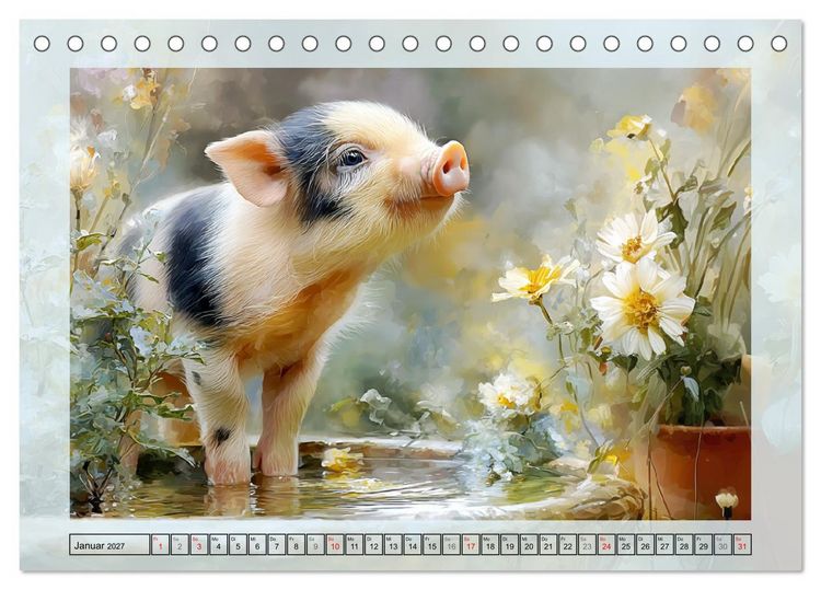 Produktbild: Mini-Schweinchen. Herzensbrecher im Garten (Tischkalender 2027 DIN A5 quer), CALVENDO Monatskalender