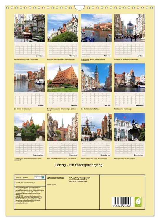 Produktbild: Danzig - Ein Stadtspaziergang (Wandkalender 2026 DIN A3 hoch), CALVENDO Monatskalender