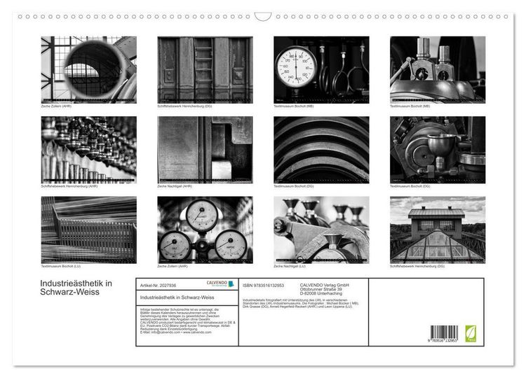 Produktbild: Industrie&auml;sthetik in Schwarz-Weiss (Wandkalender 2026 DIN A2 quer), CALVENDO Monatskalender