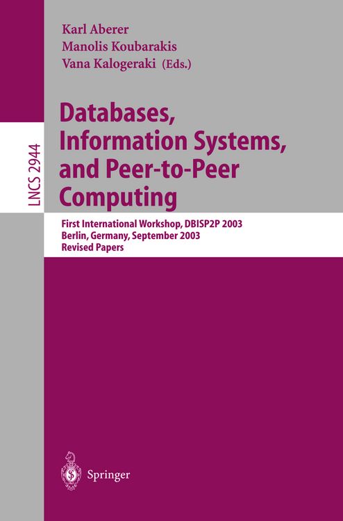 Produktbild: Databases, Information Systems, and Peer-to-Peer Computing