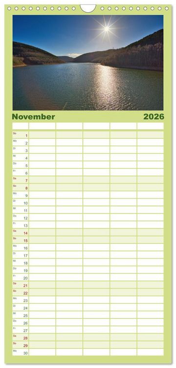 Produktbild: Familienplaner 2026 - Gew&auml;sser in S&uuml;dth&uuml;ringen mit 5 Spalten (Wandkalender, 21 x 45 cm) CALVENDO