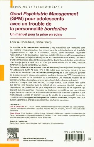 Produktbild: Good psychiatric management (GPM) pour adolescents avec un trouble de