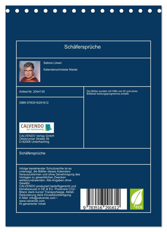 Produktbild: Sch&auml;ferspr&uuml;che (Tischkalender 2026 DIN A5 hoch), CALVENDO Monatskalender