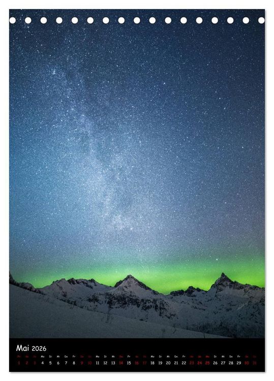 Produktbild: Polarlichtkalender (Tischkalender 2026 DIN A5 hoch), CALVENDO Monatskalender