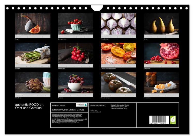 Produktbild: authentic FOOD art Obst und Gem&uuml;se (Wandkalender 2026 DIN A4 quer), CALVENDO Monatskalender
