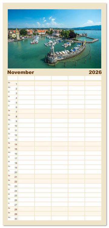 Produktbild: Familienplaner 2026 - Insel Lindau - Bayerische Perle im Bodensee mit 5 Spalten (Wandkalender, 21 x 45 cm) CALVENDO