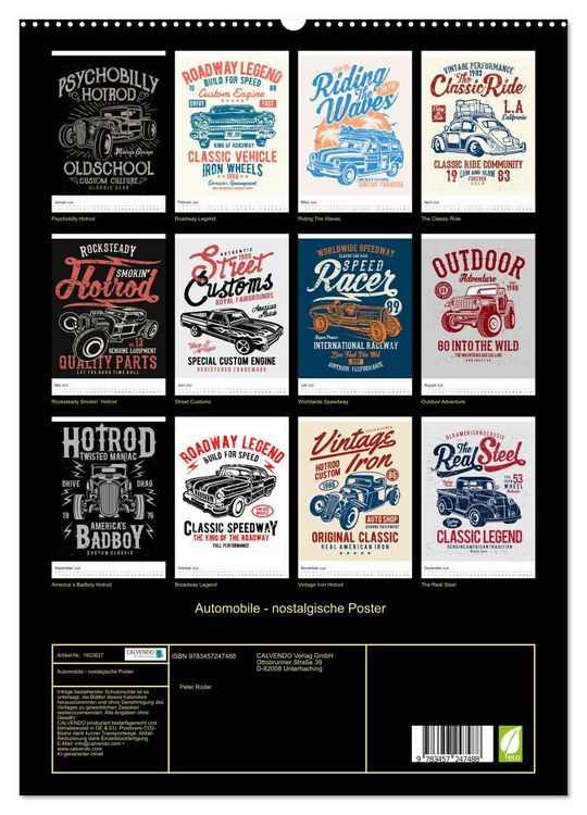 Produktbild: Automobile - nostalgische Poster (hochwertiger Premium Wandkalender 2026 DIN A2 hoch), Kunstdruck in Hochglanz