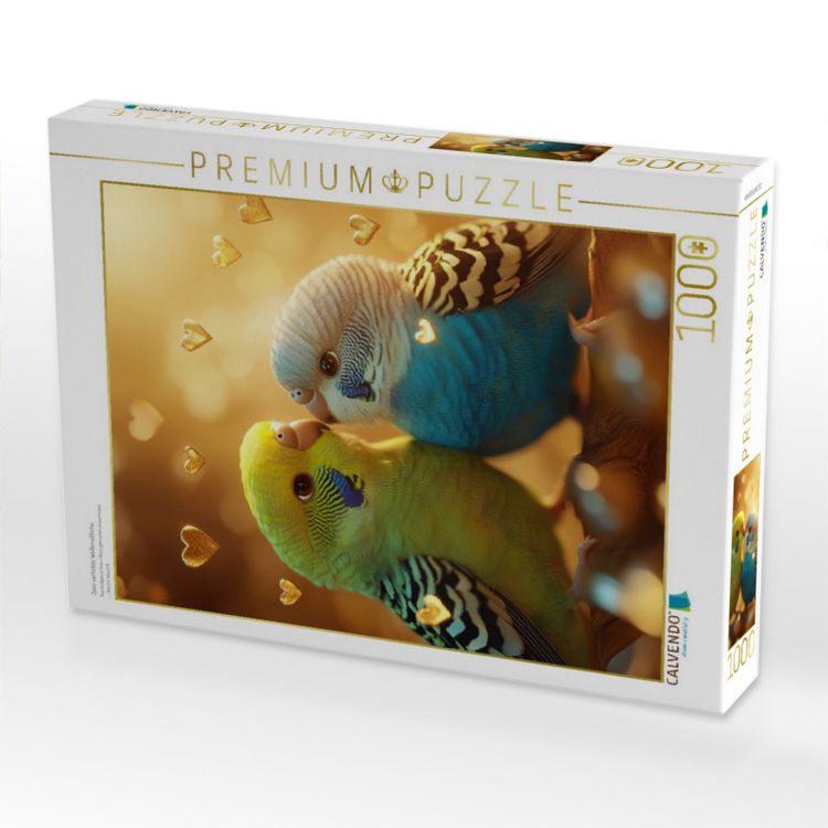 Produktbild: CALVENDO Puzzle Zwei verliebte Wellensittiche | 1000 Teile Lege-Gr&ouml;&szlig;e 64x48cm Foto-Puzzle f&uuml;r gl&uuml;ckliche Stunden