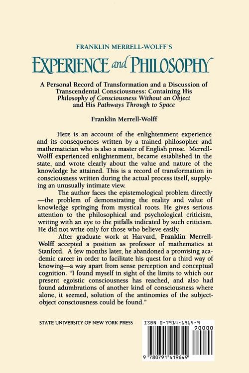 Produktbild: Franklin Merrell-Wolff's Experience and Philosophy