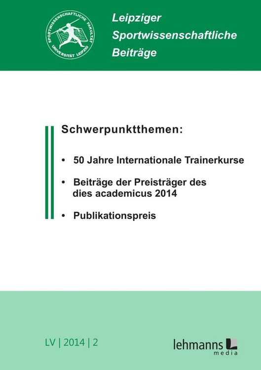 Produktbild: Leipziger Sportwissenschaftliche Beitr&auml;ge