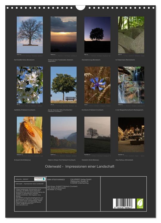 Produktbild: Odenwald - Impressionen einer Landschaft (Wandkalender 2026 DIN A3 hoch), CALVENDO Monatskalender